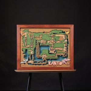 Carte de Paldea en bois 3D, cadeaux ringards personnalisés, carte en bois personnalisée fabriquée à la main