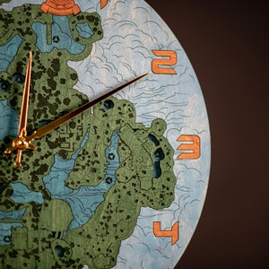 L'horloge d'Hyrule - Great Sky Island, cadeau unique pour la fête des Mères, horloge murale carte d'Hyrule en bois 3D