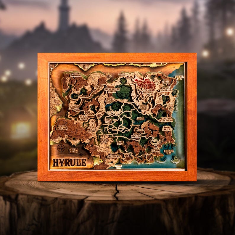 Hyrule Map 2.0 With Lighting, Perfect Gamer Gifts, Wooden Lamp With ...