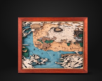 Hydaelyn 3D Wood Map - Unique wooden nerdy gift - Collectible gamer gifts