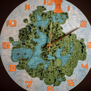L'horloge d'Hyrule - Great Sky Island, cadeau de joueur personnalisé, horloge murale carte d'Hyrule en bois 3D