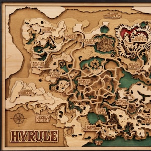 3D Holzkarte von The Hyrule, Hightle detaillierte BOTW Shrine Karte, perfektes Muttertagsgeschenk vom Ehemann