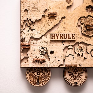 Porte-clés Hyrule 3D édition naturelle, Meilleur cadeau de fête des mères pour les enfants, décoration d'intérieur en bois unique