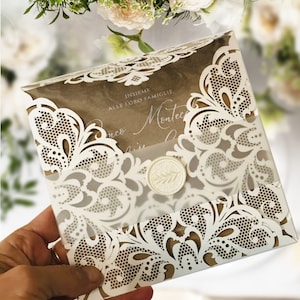 Invitations Wedding Eco Invitation Laser Cut Covers Rustic Wedding Boho Cream Birthday Invitations Baptism Invitation