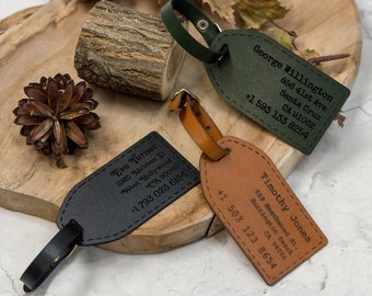 Personalized luggage tag with address | Eco-leather luggage tags | Luggage tag