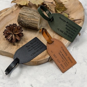 Personalized luggage tag with address | Eco-leather luggage tags | Luggage tag