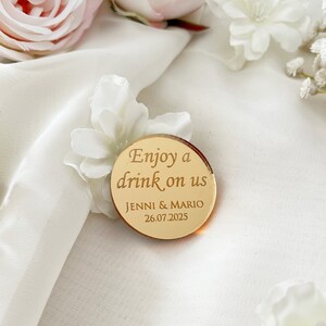 Jeton De Boissons Personnalisé, Faveurs De Mariage De Luxe, Jetons Pour Boisson Gratuite, Jetons Acryliques Gravés Pour Les Invités