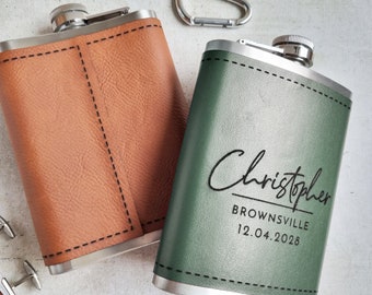 Personalized Leather Hip Flask, Leather Hip Flask for Men, Personalized Flask, Engraved Flask, Gift for Her