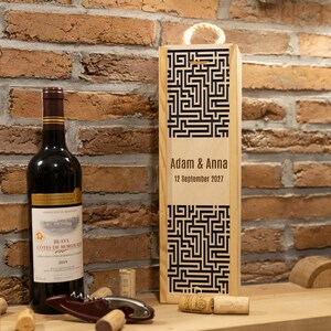 Wooden wine box personalized box for a gift date wedding anniversary