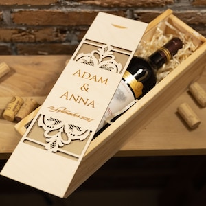 WEDDING ANNIVERSARY GIFT - personalized wooden box for a gift, wooden wine box, Christmas gift, wine box