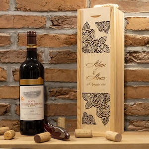 GIFT for MOM, gift for WOMAN, personalized wooden box for a gift, Christmas gift, wooden wine box, birthday date