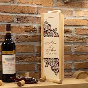 Wooden wine box, personalized box for a gift, birthday, wedding anniversary, personalized wine box, Christmas
