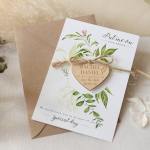 SAVE THE DATE réservez la date coeur en bois avec un aimant mariage rustique date gravée