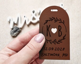 Personalized Wedding Luggage Tag, Heart Cut for Wedding Guests, Wedding Favors or Thank You Gifts