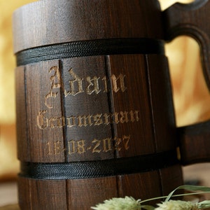 Wooden Beer Mug Best Friend Personalized Wedding Gift Best Man Gift Ideas image 2