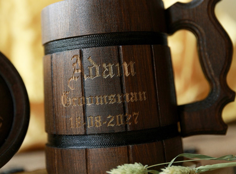 Wooden Beer Mug Best Friend Personalized Wedding Gift Best Man Gift Ideas image 2