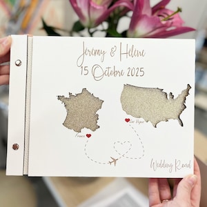 Livre D'or En Bois Personnalisé Avec Cartes De Pays, Album photo, Livre D'or De Carte Du Monde, Cadeau De Mariage Sur Mesure De Fiançailles