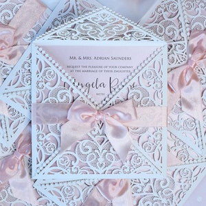 Pink Wedding Invitations Rose Invitation Cards Laser Cut Envelope Baptism Birthday DIY