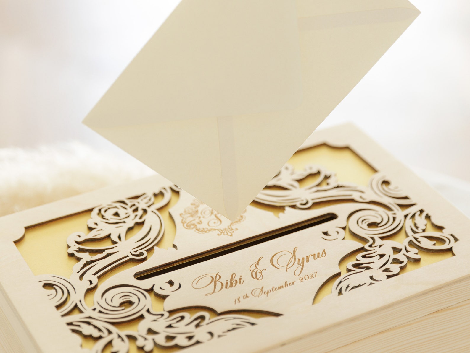 Personalized Wooden Envelope Box With Engraving Wedding Gift Etsy