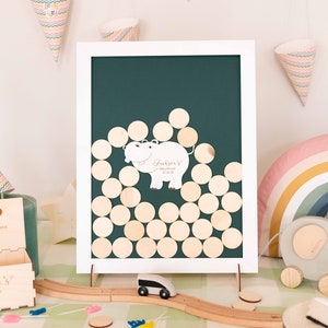 Baptism personalized guest book wooden frame for children with animal  souvenir gift for baby shower birthday