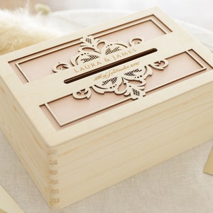 Boîte de carte de mariage en bois pour des cartes de mariage personnalisés de carte de mariage boîte enveloppe cadeau baptême souvenir