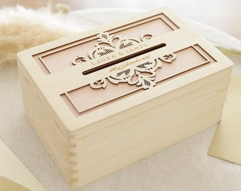 Wooden Box for Wedding Cards Personalized Wedding Card Envelopes Box Baptism Keepsake Gift