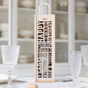 Personalized Wooden Wine Box, Perfect 50th Birthday Gift for Wine Lovers, Custom Gift Box, Engraved Wine Box Gift, Bridesmaid Gift Box