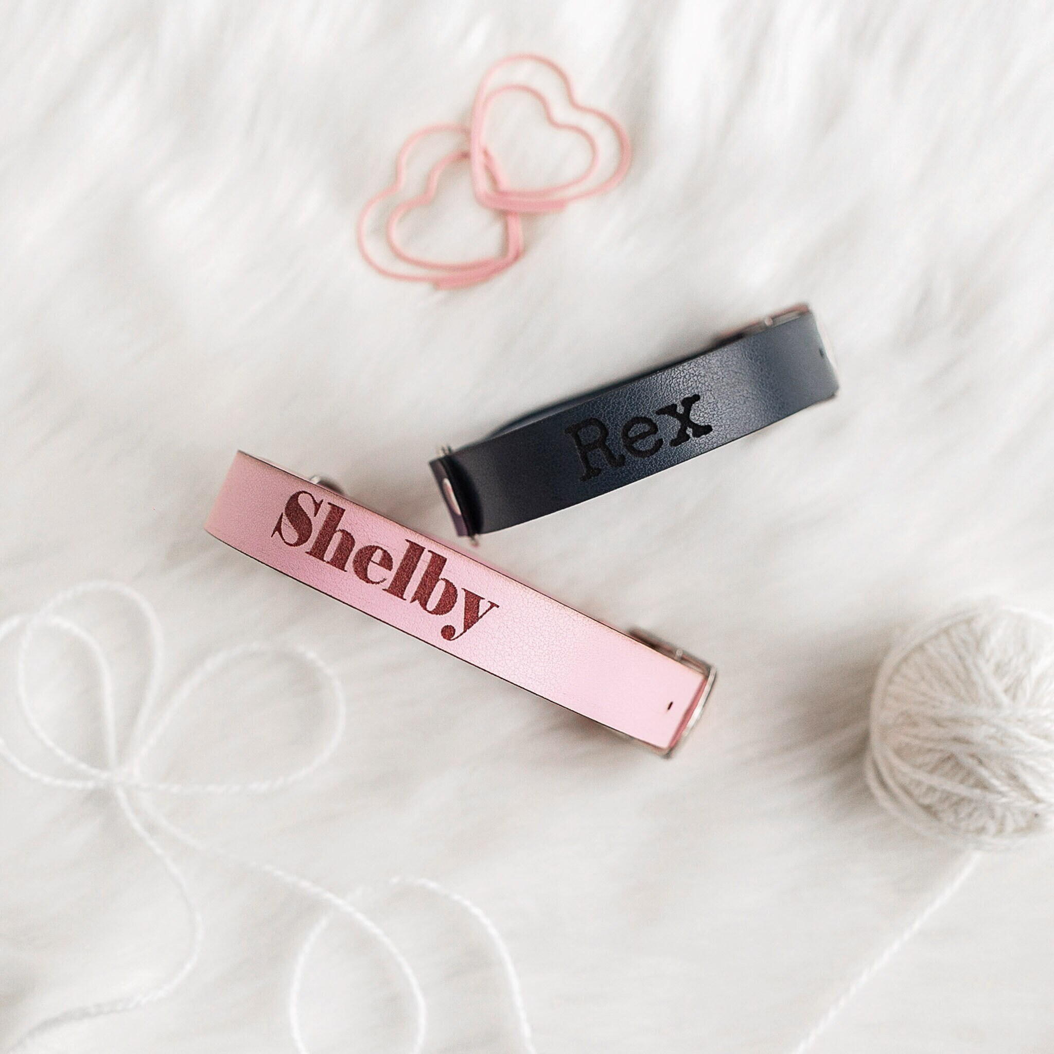 Collier de Chien Gravé | Petit Collier Pour Personnalisé avec Nom Collier en Cuir Végétalien Écologi