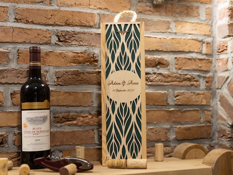 GIFT for DAD wooden wine box, personalized wooden crate for a gift, birthday, anniversary wedding, wine box, Christmas image 6