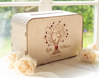 Boîte à Cartes De Mariage en Arbre Rustique, Cadeaux Rustiques Personnalisés et Tirelire Pour Fête De Mariage, Boîte à Mémoire Personnalisée