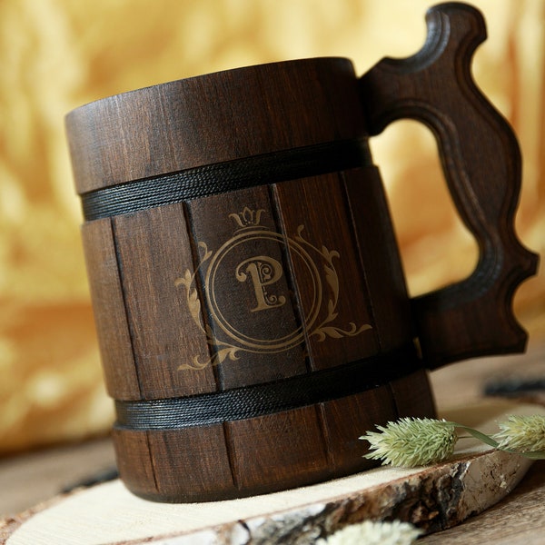 Chope à Bière En Bois Meilleur Ami Cadeau De Mariage Personnalisé Meilleur Homme Cadeau Idées MONOGRAMME