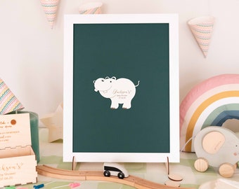 Baptême livre d'or personnalisé cadre en bois pour enfants avec animaux cadeau souvenir pour baby shower anniversaire