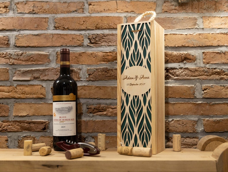 GIFT for DAD wooden wine box, personalized wooden crate for a gift, birthday, anniversary wedding, wine box, Christmas image 2
