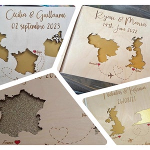 Livre D'or En Bois Personnalisé Avec Cartes De Pays, Livre D'or De Carte Du Monde, Cadeau De Mariage Sur Mesure De Fiançailles