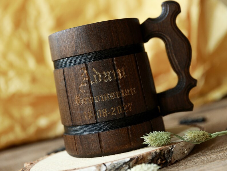 Wooden Beer Mug Best Friend Personalized Wedding Gift Best Man Gift Ideas image 7