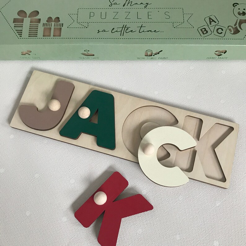 Personalized Wooden Name Puzzle With Pegs Christmas Baby Etsy