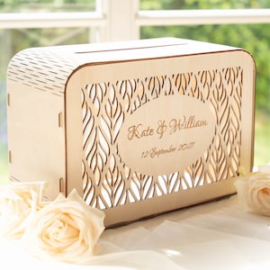 Boîte à Cartes De Mariage Boho Personnalisée Avec Fente, Boîte à Cartes De Vœux, Boîte à Cartes De Réception De Mariage En Bois