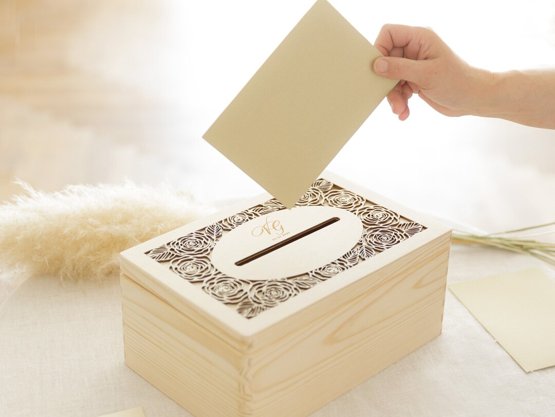 Personalized Wooden Envelope Box With Engraving Wedding Gift Etsy