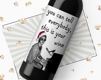PERSONALISED WINE BOTTLE LABEL STICKER CHRISTMAS STOCKING FILLER RED WHITE ROSE