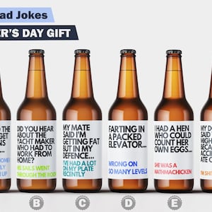 Funny Dad Jokes - Alcohol Unique Gift For Him - Dad Birthday Gift Idea - Beer Bottle Labels