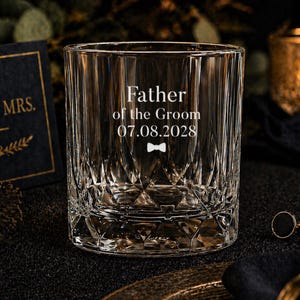 Father Of The Groom Gift - Personalised Wedding Favours - Engraved Glassware Keepsake Wedding Gift - Step Father Of The Bride Groom