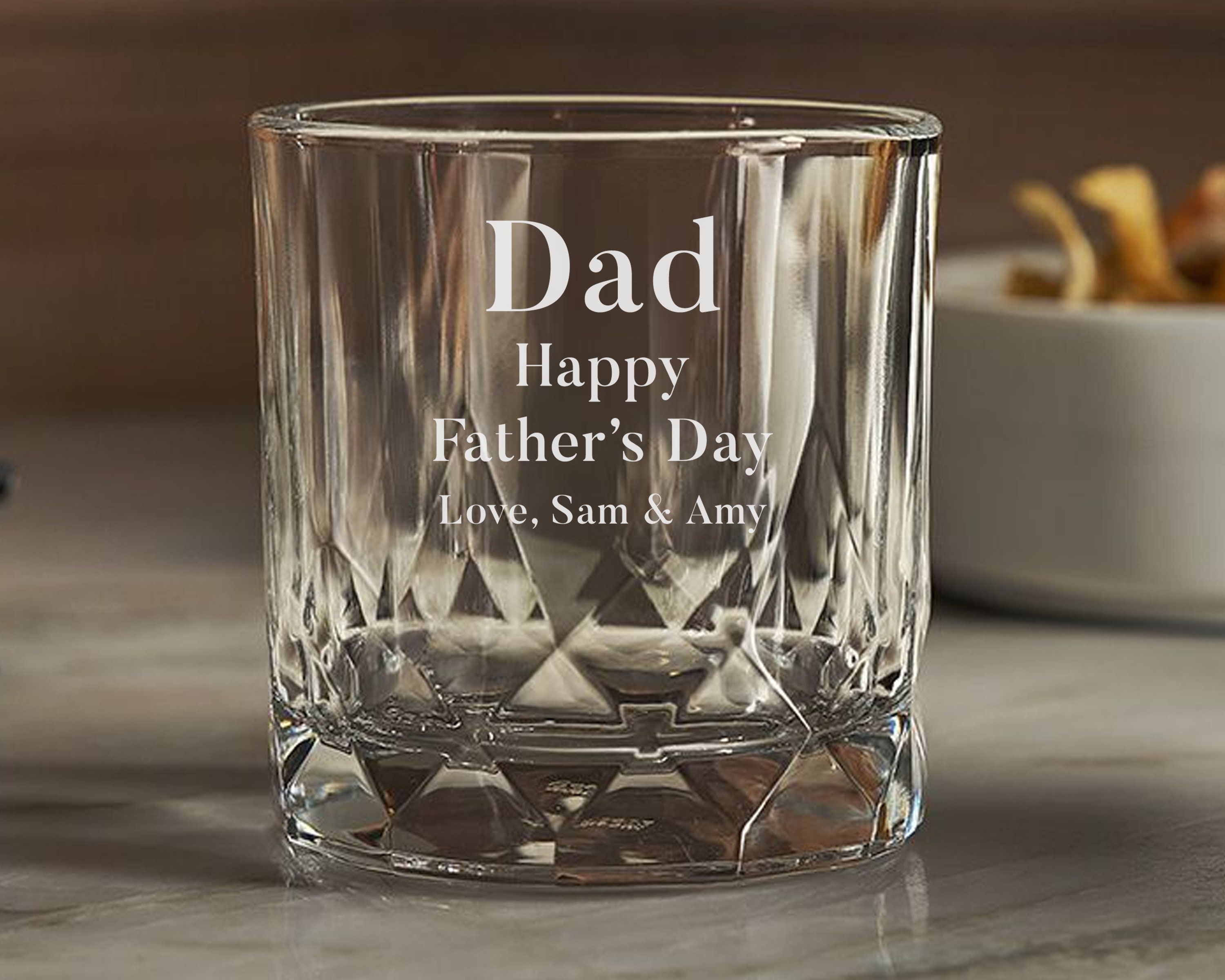 Happy Fathers Day Personalised Present Best Dad Glass Engraved Special  Fathers Day Whiskey Tumbler Gift - Main Image