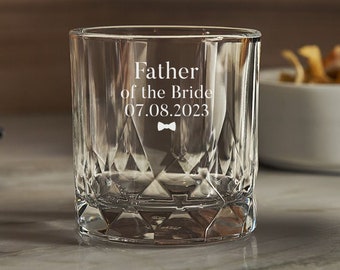 Father of the Bride Custom Engraved Whiskey Glass - Special Wedding Father of the Groom Gift Ideas - Wedding Day Favours Gift Ideas