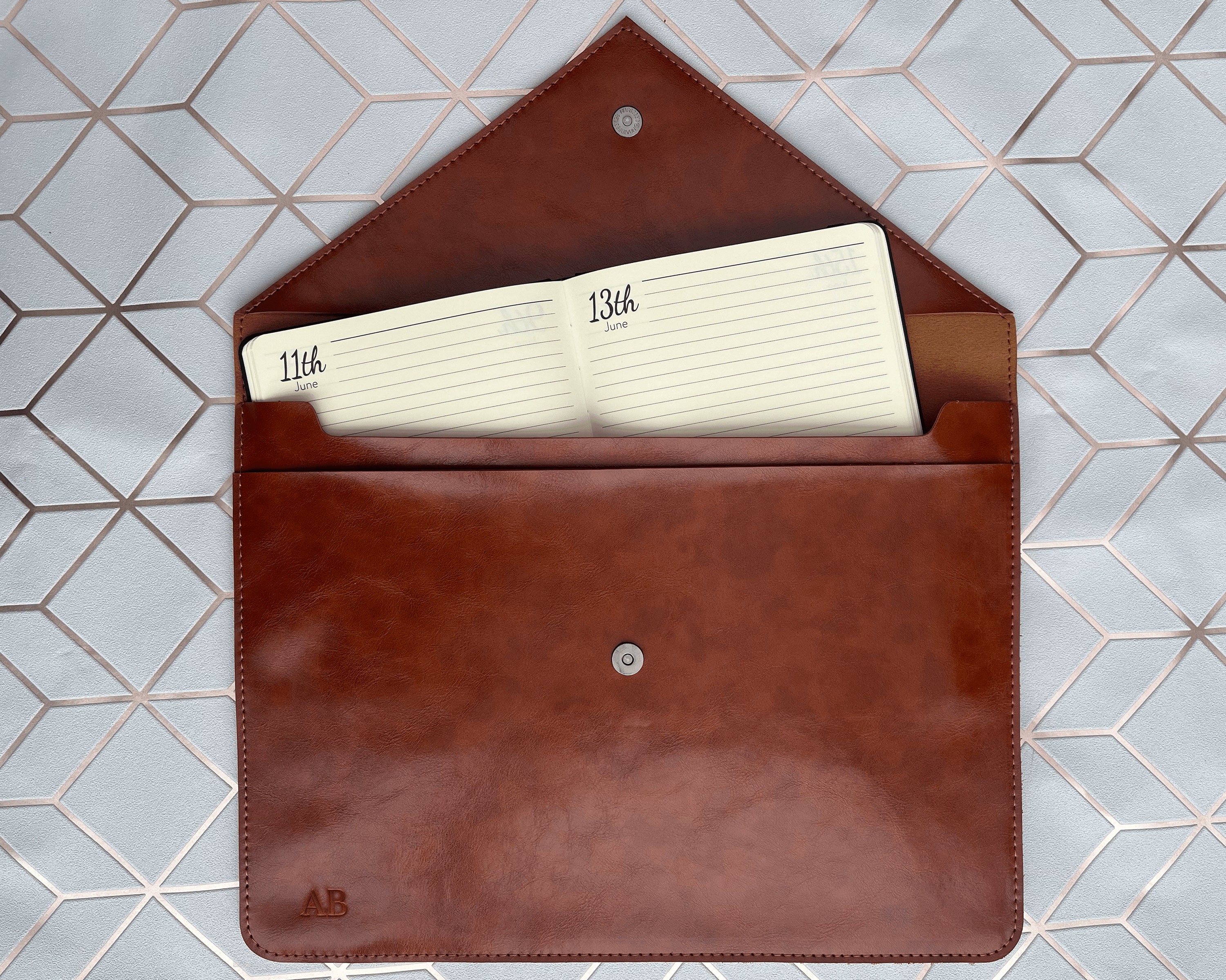 Personalise Initials Embossed PU Leather Laptop Case Custom Mac