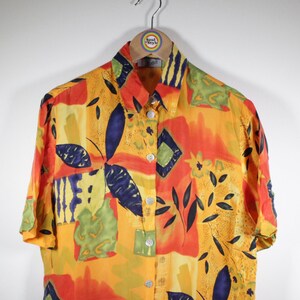 Vintage short-sleeved cupro blouse 90s size L (40, women&#39;s size)