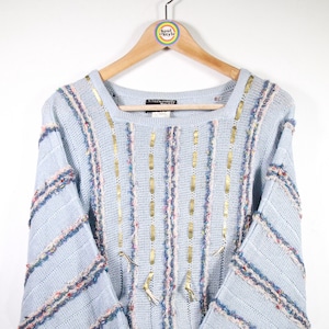 vintage années 80 Pull tricoté Fluffy Fuzzy Taille M-L (Taille Femme) Modèle Gaby