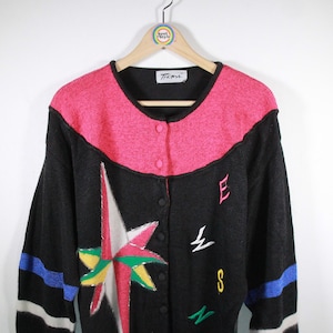 vintage années 80 Pull tricoté Fluffy Fuzzy Taille L (Taille Femme) Thoma