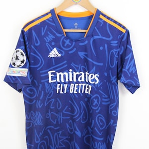 Vintage T-Shirt Jersey Size M Adidas Youth Real Madrid Away Soccer 21/22 2021 2022 Benzema
