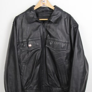 Vintage 80s 90s Deutsche Bahn Leather Jacket Leather Bomber Size