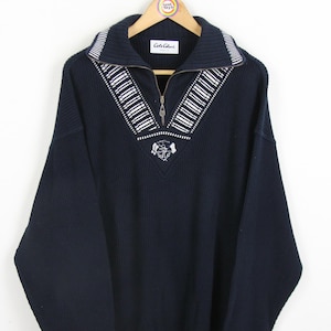 Vintage 80s Knitted Sweater Size XL Carlo Colucci Sports